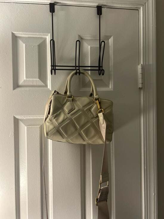 Steve Madden Bmickey Quilted Logo Plaque Satchel with Crossbody Strap in Vanilla - Picture 4 of 9